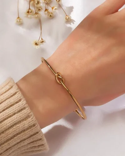 PULSEIRA BRACELETE DOURADO DECORAÇÃO DE NÓ 2