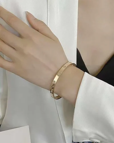 PULSEIRA BRACELETE DOURADO DECORAÇÃO DE STRASS 4